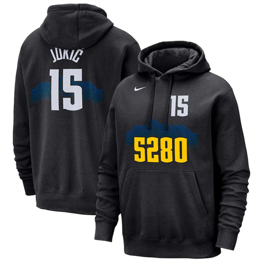Men's Black Denver Nuggets #15 Nikola Jokic 2023/24 City Edition Name & Number Pullover Hoodie